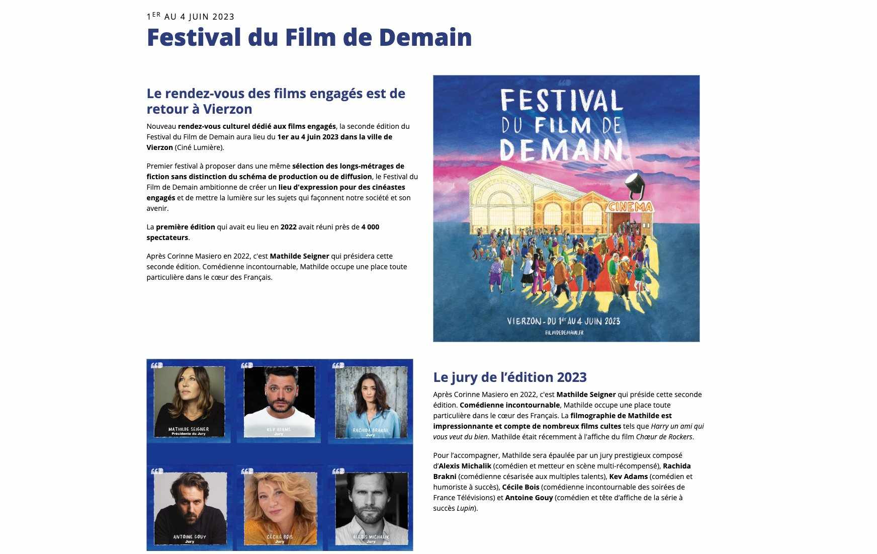 Capture d'écran du site web : avant transformation